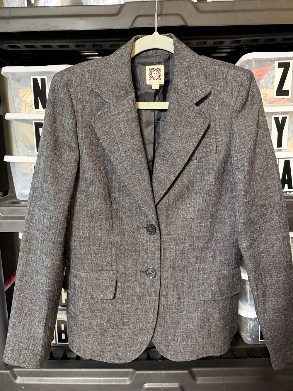 Anne Klein Black Pattern Women's Tailored Blazer Jacket Size 6